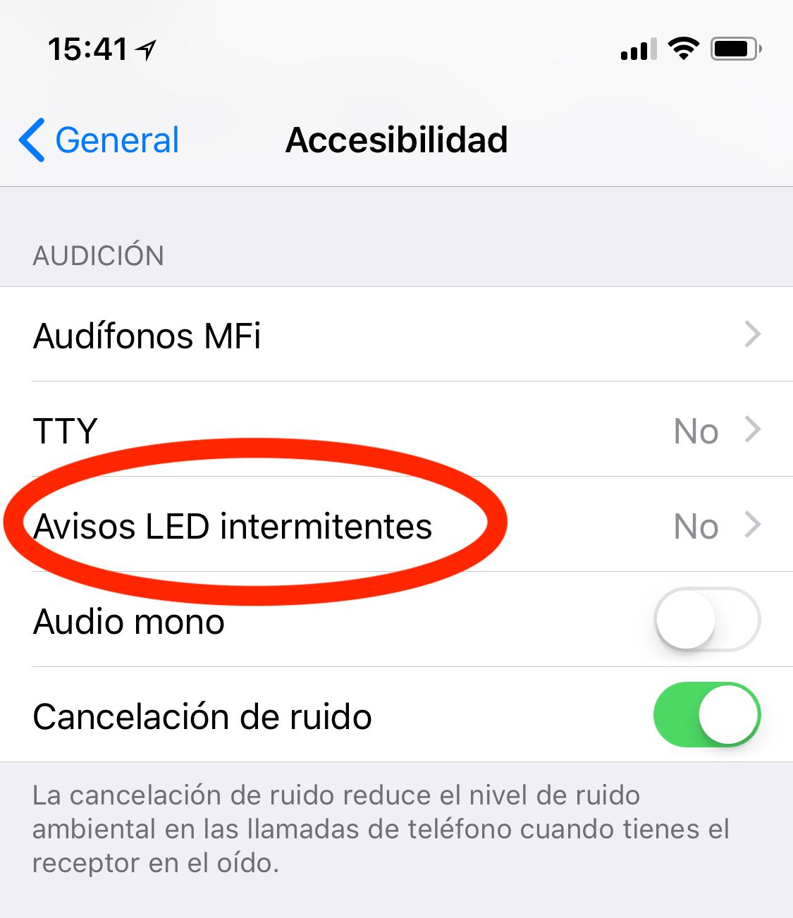 Cómo activar el flash de notificaciones en el iPhone