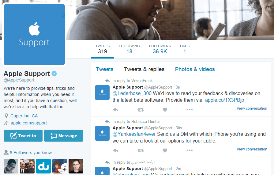 Apple تطلق حساب دعم العملاء على تويتر ابل بالعربي