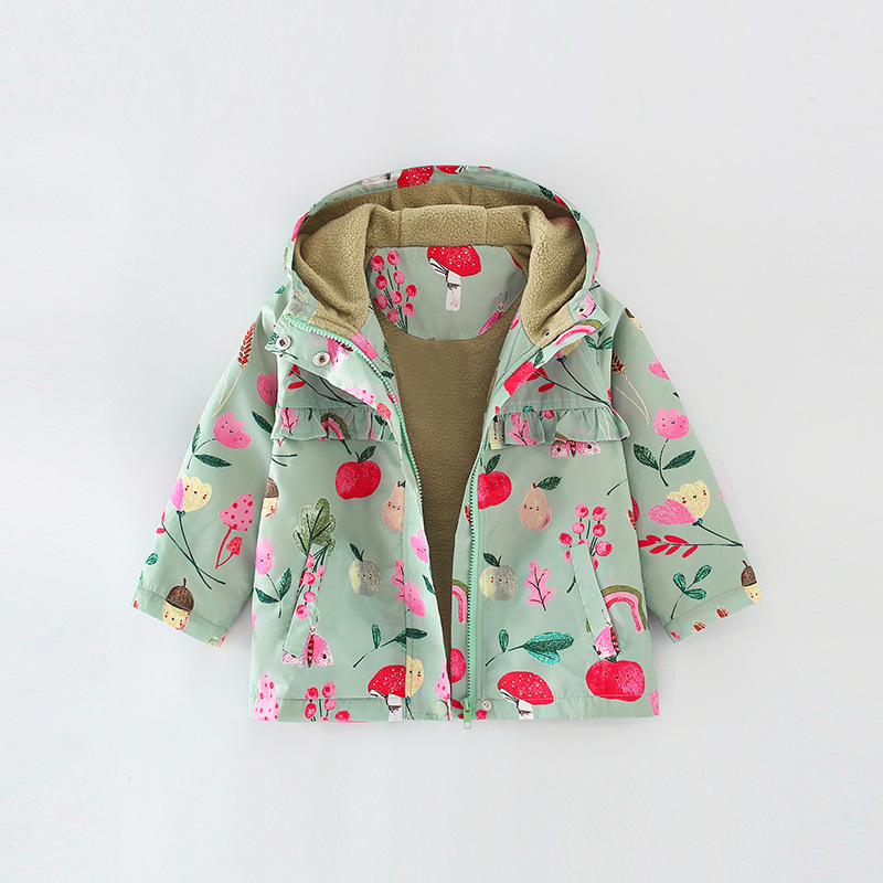 Best Baby Jacket Baby Girl Flower And Fruit Pattern Zipper Design Beautiful Coat Windbreaker