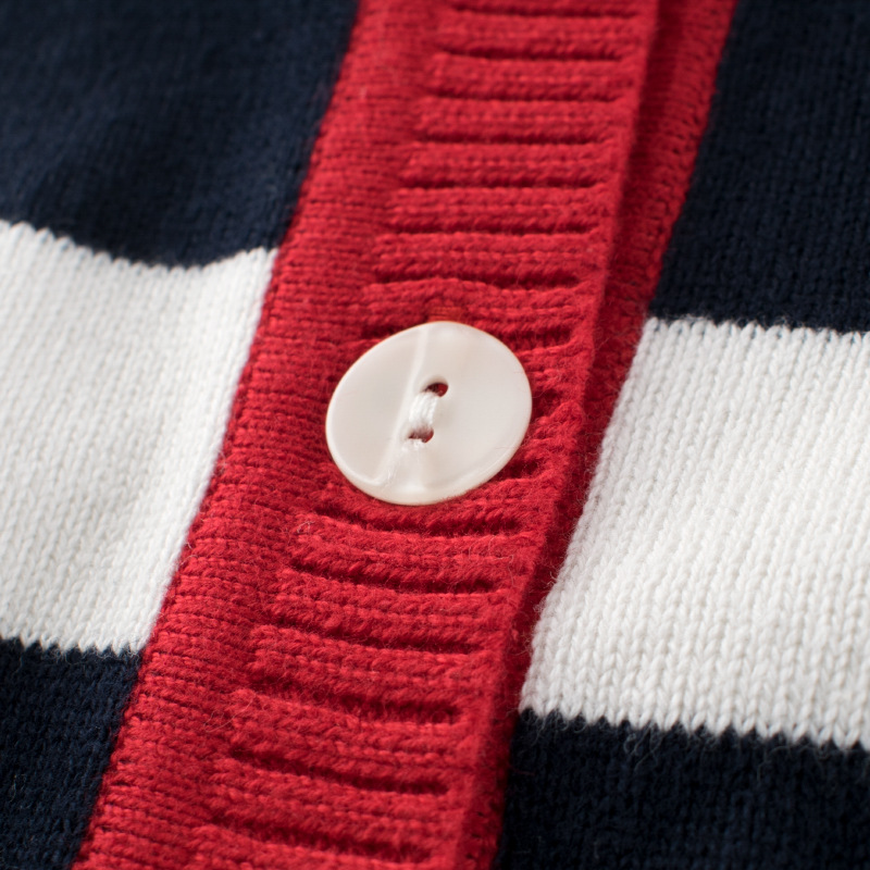 Children Cardigan Wholesale Baby Boy Striped Graphic Long Sleeve VNeck