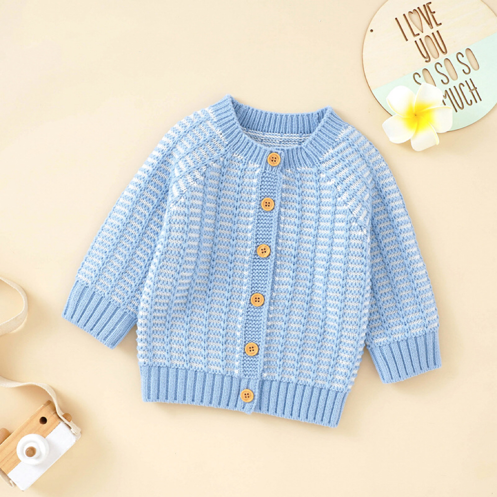 Fashion Knit Cardigan Wholesale Baby 3pcs Solid Color Single Breasted