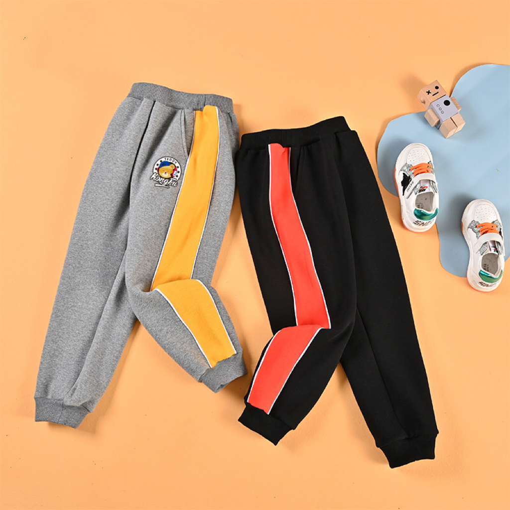 Baby Sweatpants Wholesale Price Baby Twill Fleece Side Patchwork Design
