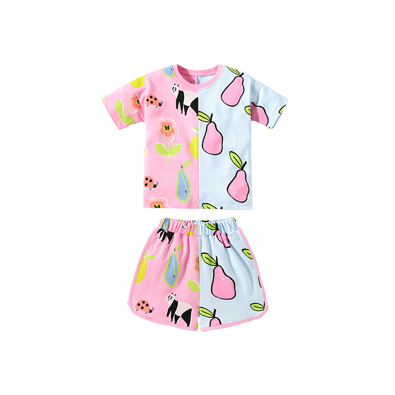 Wholesale Baby Girl Sets Baby Girl Fruit Pattern Colorblock Design
