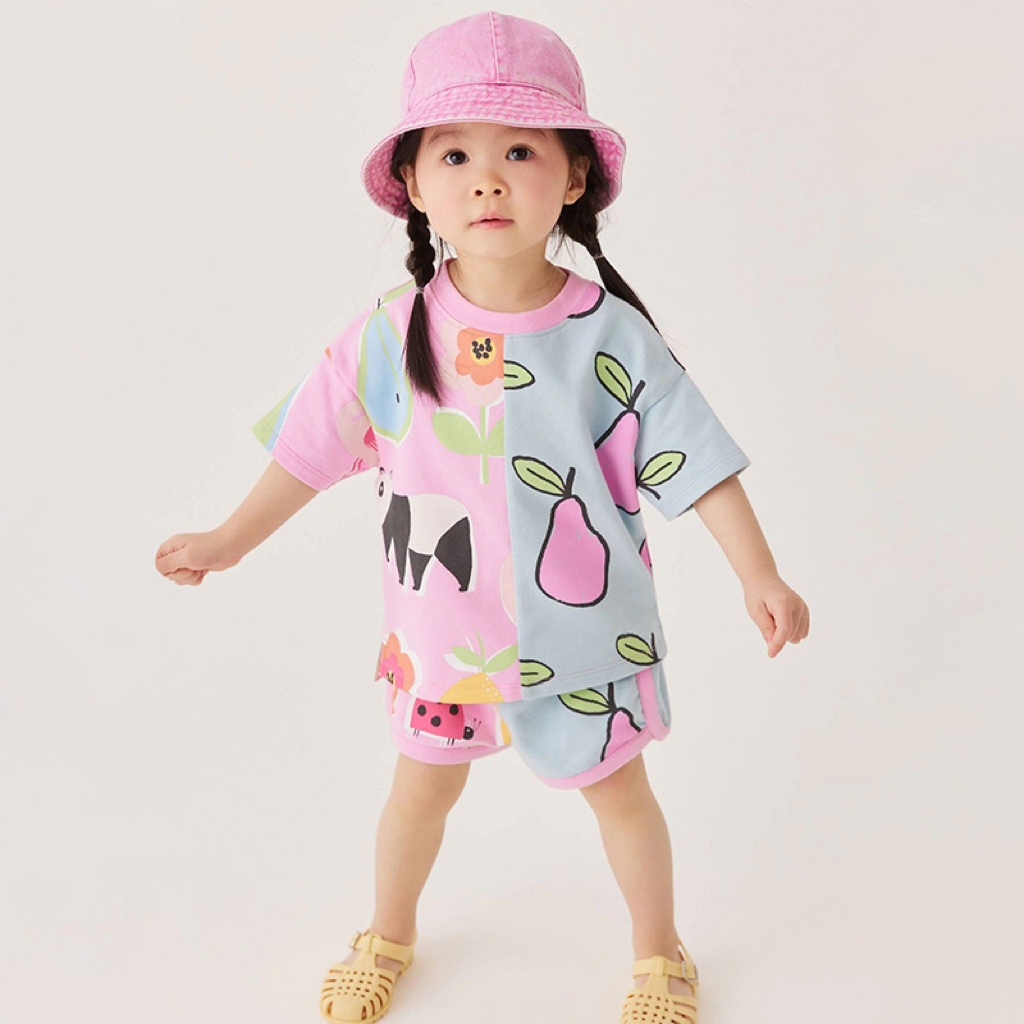 Wholesale Baby Girl Sets Baby Girl Fruit Pattern Colorblock Design