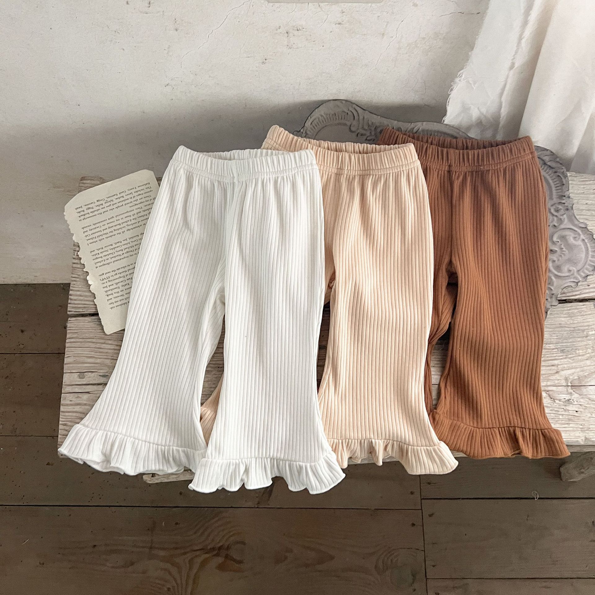 Fashion Baby Clothes Sale Baby Solid Color Elastic Cotton Comfy Flared