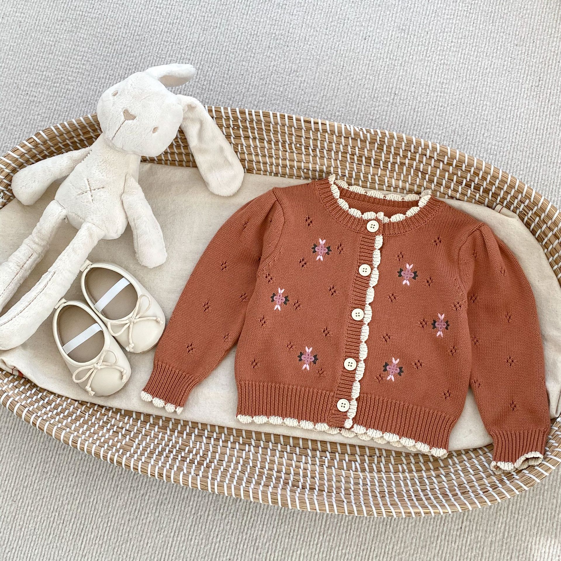 Best Price Baby Wholesale Clothes 2023 Baby Girl Floral Graphic Knit