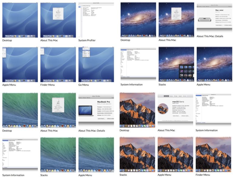 512 Pixels、Mac OS X 10.0 CheetahからmacOS 10.13 High Sierra