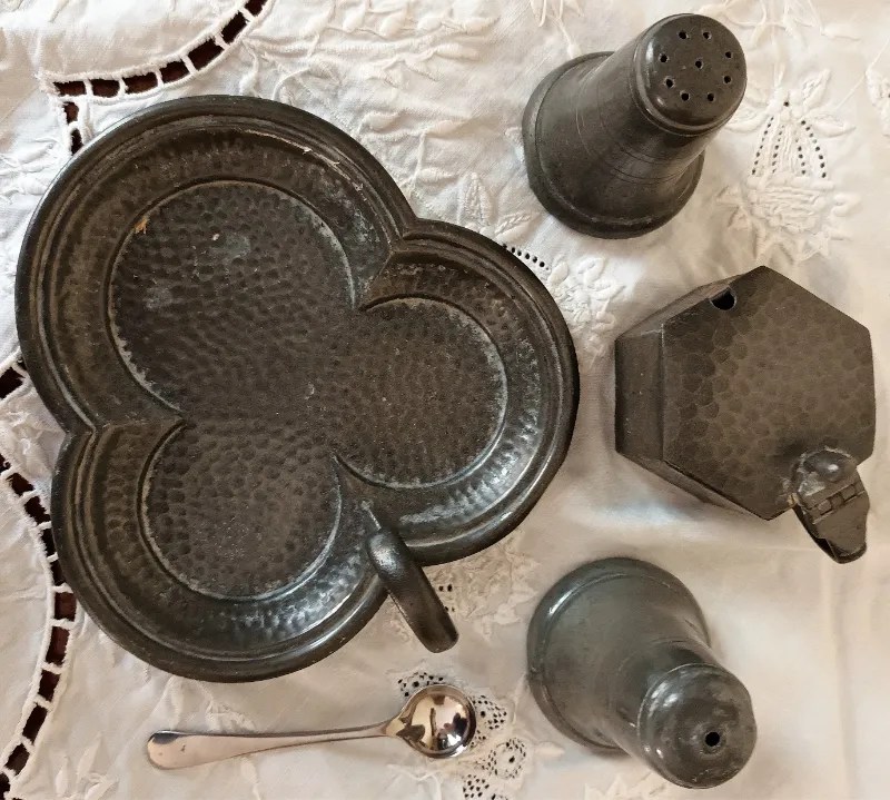 Vintage English Pewter Cruet Set Applecross Antiques