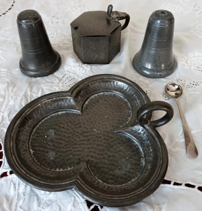 Vintage English Pewter Cruet Set Applecross Antiques