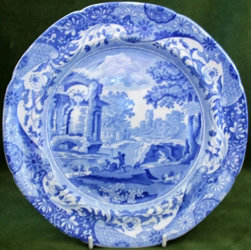 Blue & White Transfer "Italian" Plate Spode Applecross