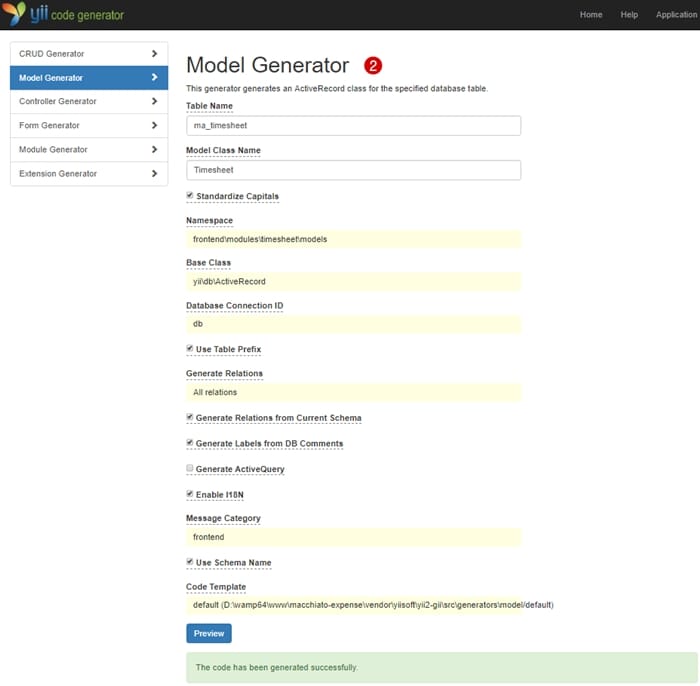How to create the module in Yii2 Apple Rinquest WordPress & PHP