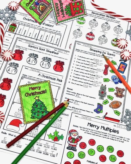 5 Fun Christmas Math Worksheets for Upper Elementary Classrooms