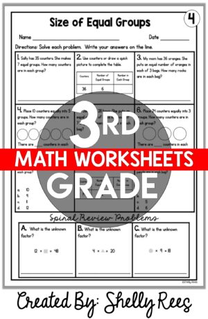 3rd Grade Math Worksheets Free and Printable - Appletastic Learning