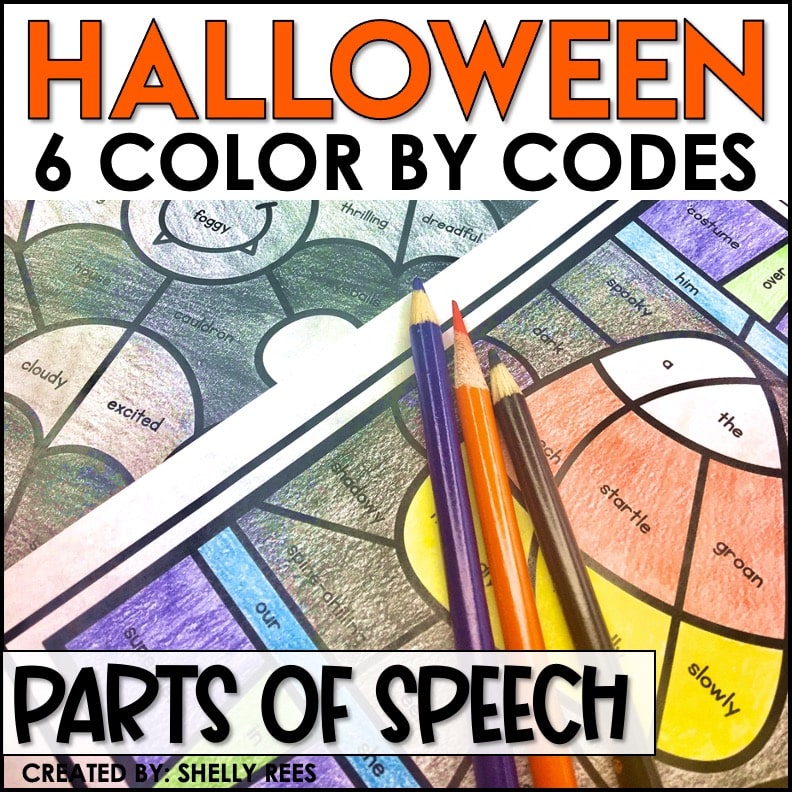 Halloween Color by Code Parts of Speech Appletastic Learning