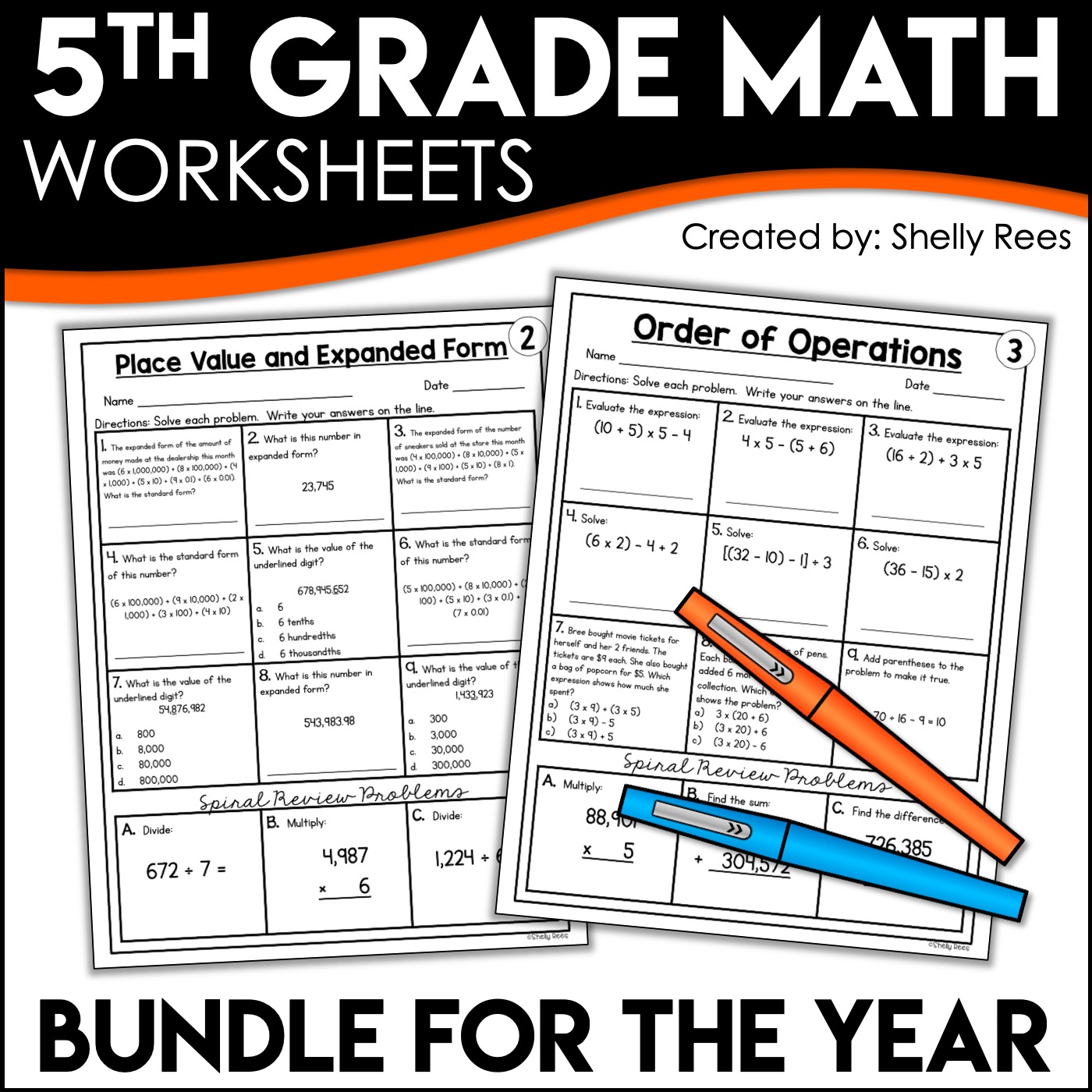 5th Grade Math Worksheets for the Year Appletastic Learning
