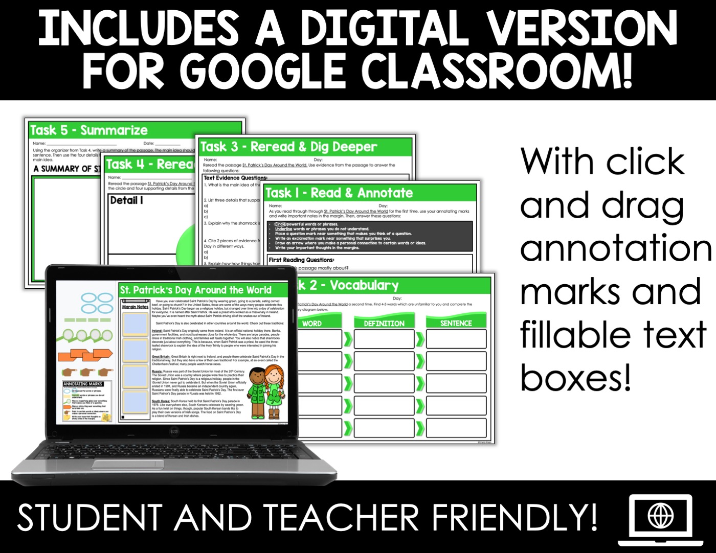 St. Patrick's Day Reading Comprehension Passage and Worksheets