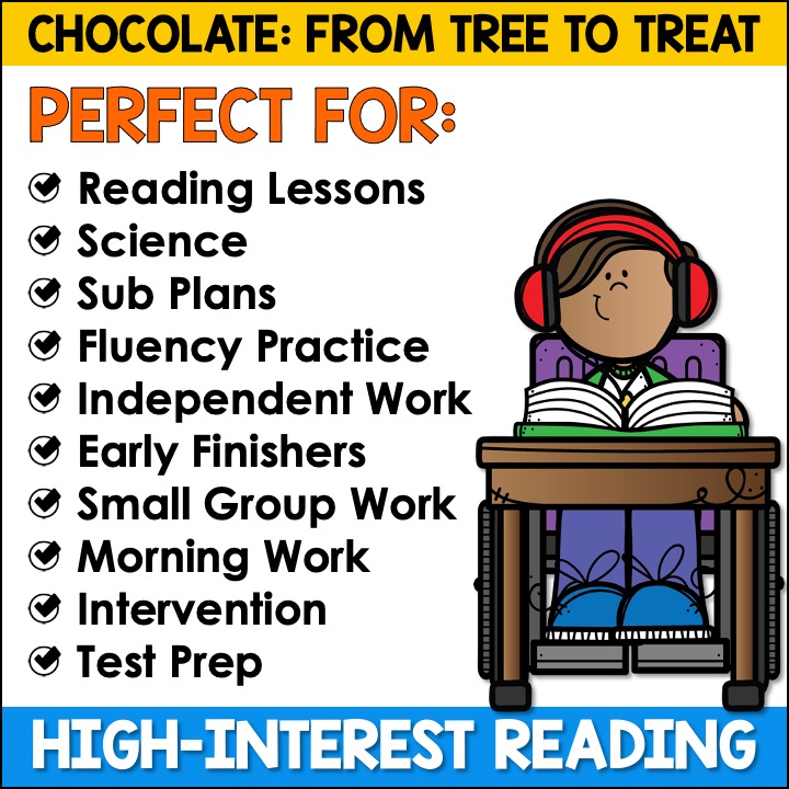 Cocoa Harvesting and Chocolate Process Reading Passage and Worksheets