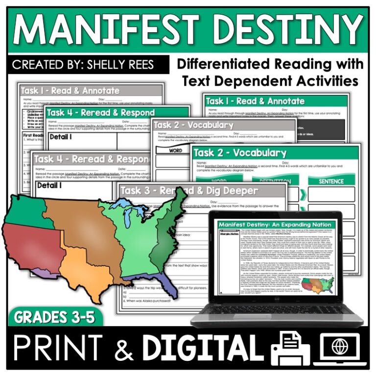 Manifest Destiny Reading Passage and Worksheets Appletastic Learning