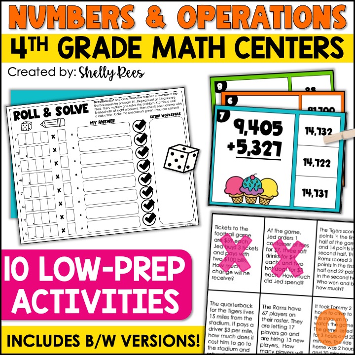 4th Grade Numbers and Operations Math Centers Appletastic Learning