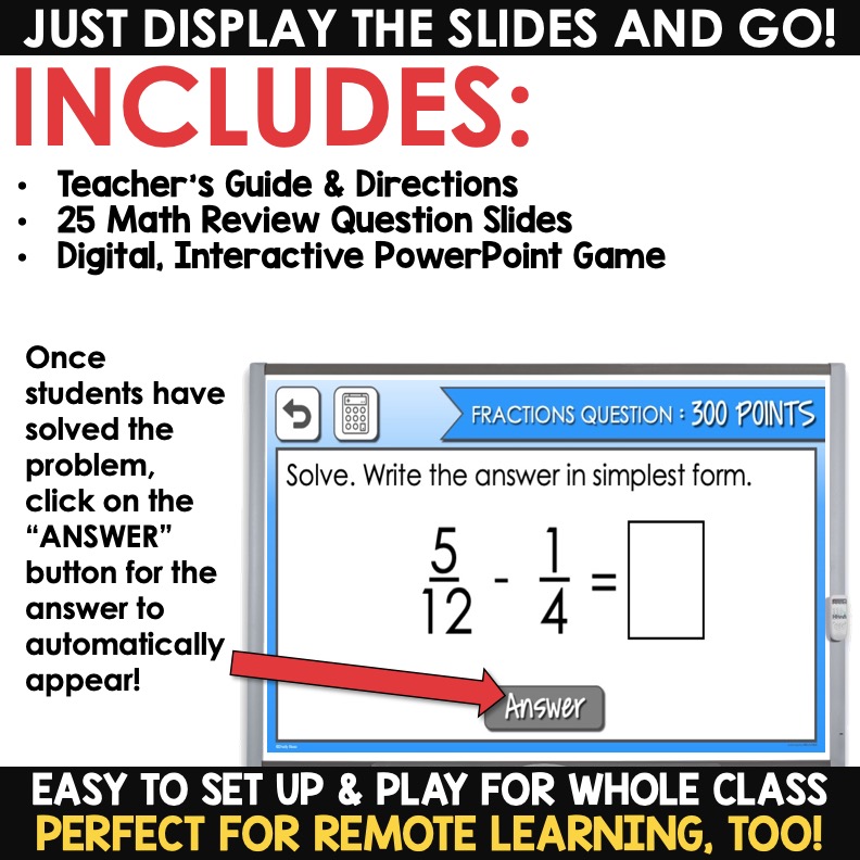 5th Grade Math Jeopardy Style Review Game Appletastic Learning