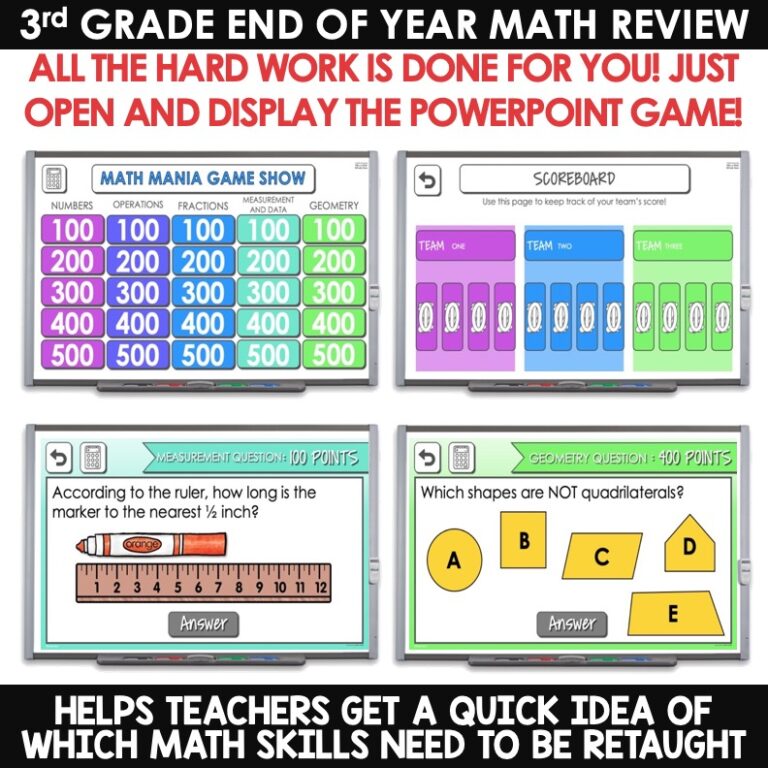 3rd Grade Math Jeopardy Style Review Game Appletastic Learning