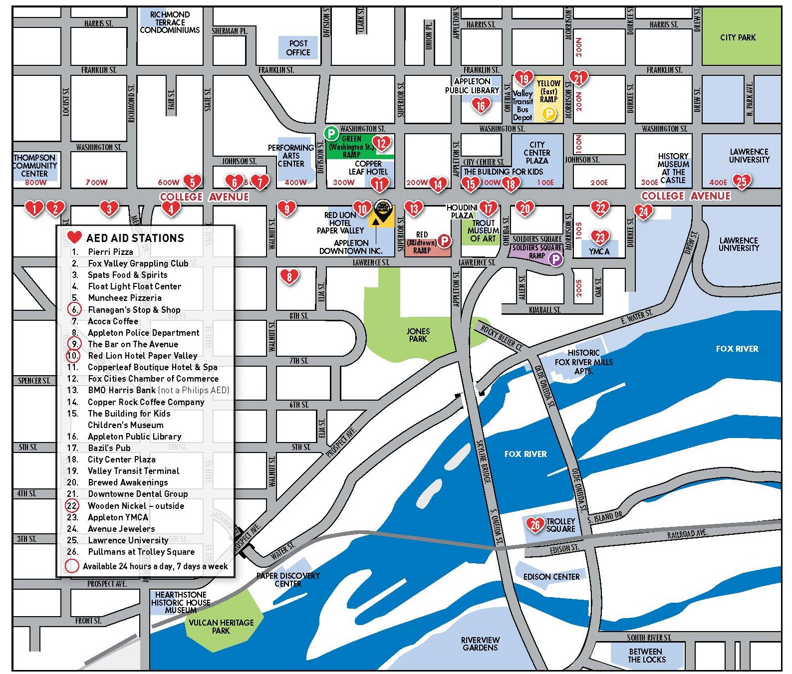 Appleton Downtown Inc. AED Map