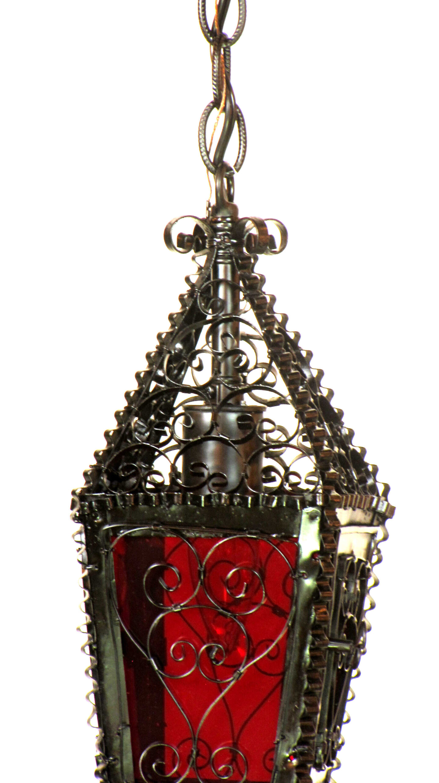 Small Handmade Moorish Lantern With Red Glass Appleton Antique Lighting