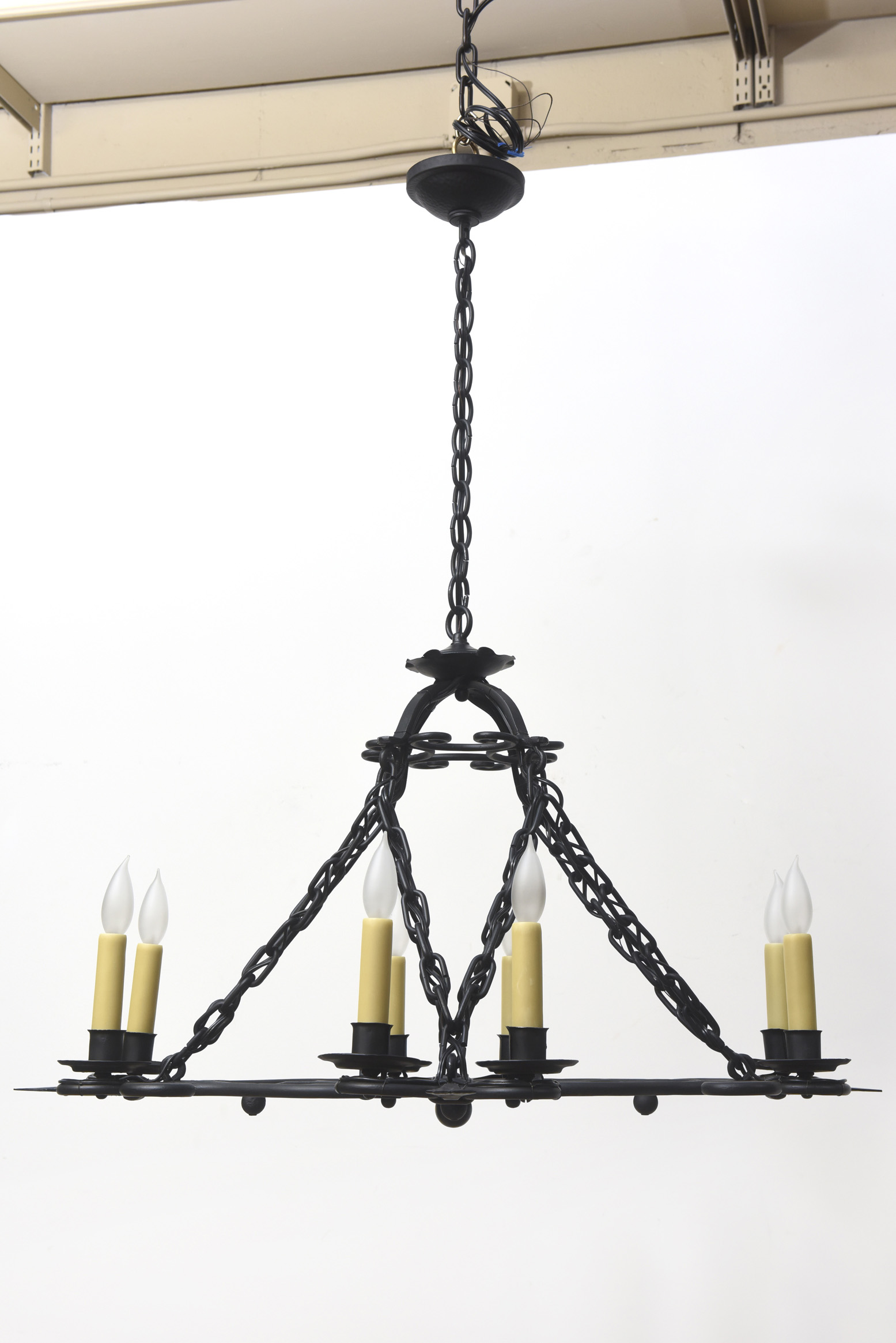 Wrought Iron Oblong Candle Chandelier Appleton Antique Lighting