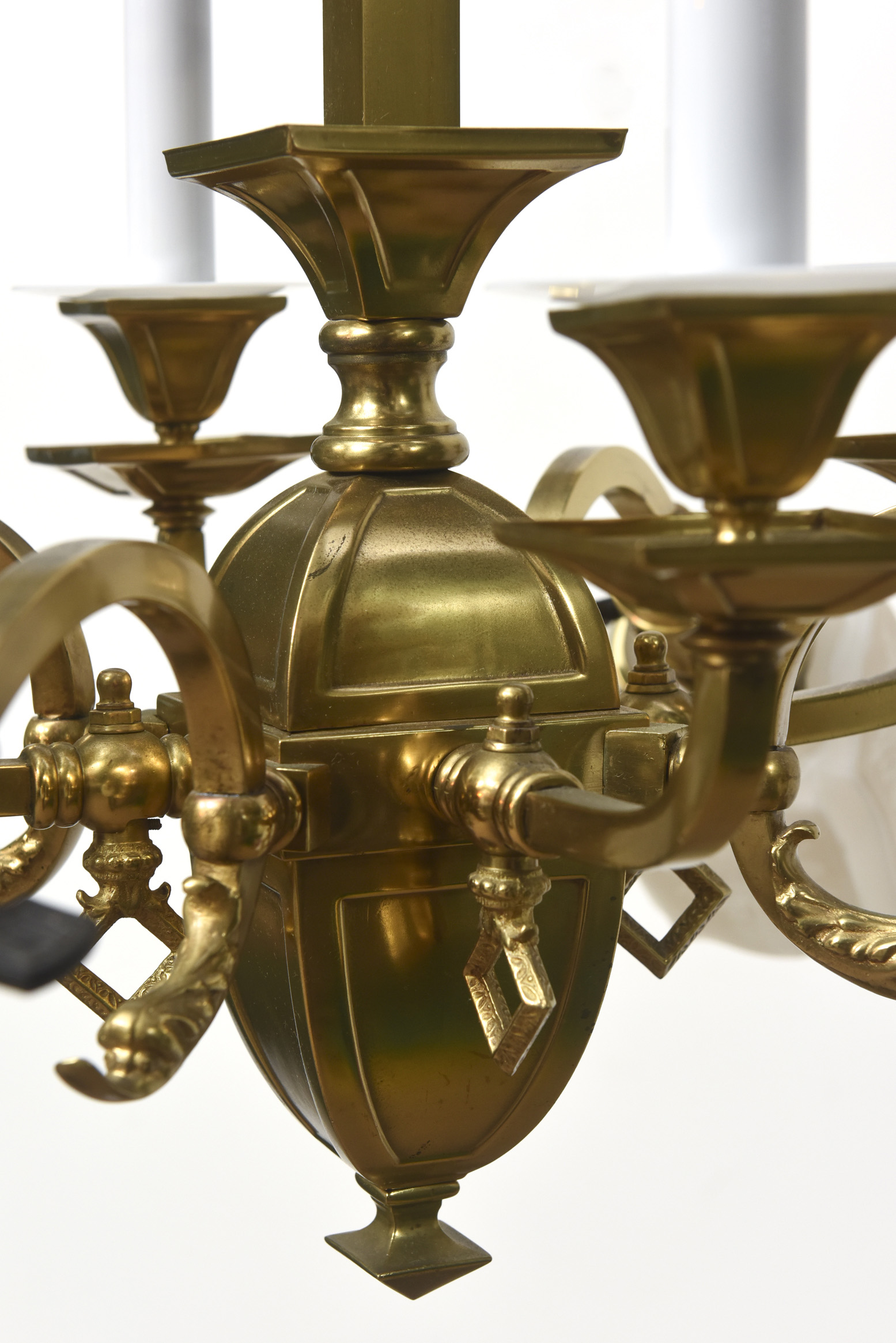 Gas and Electric Chandelier with Original Glass Candlecovers and