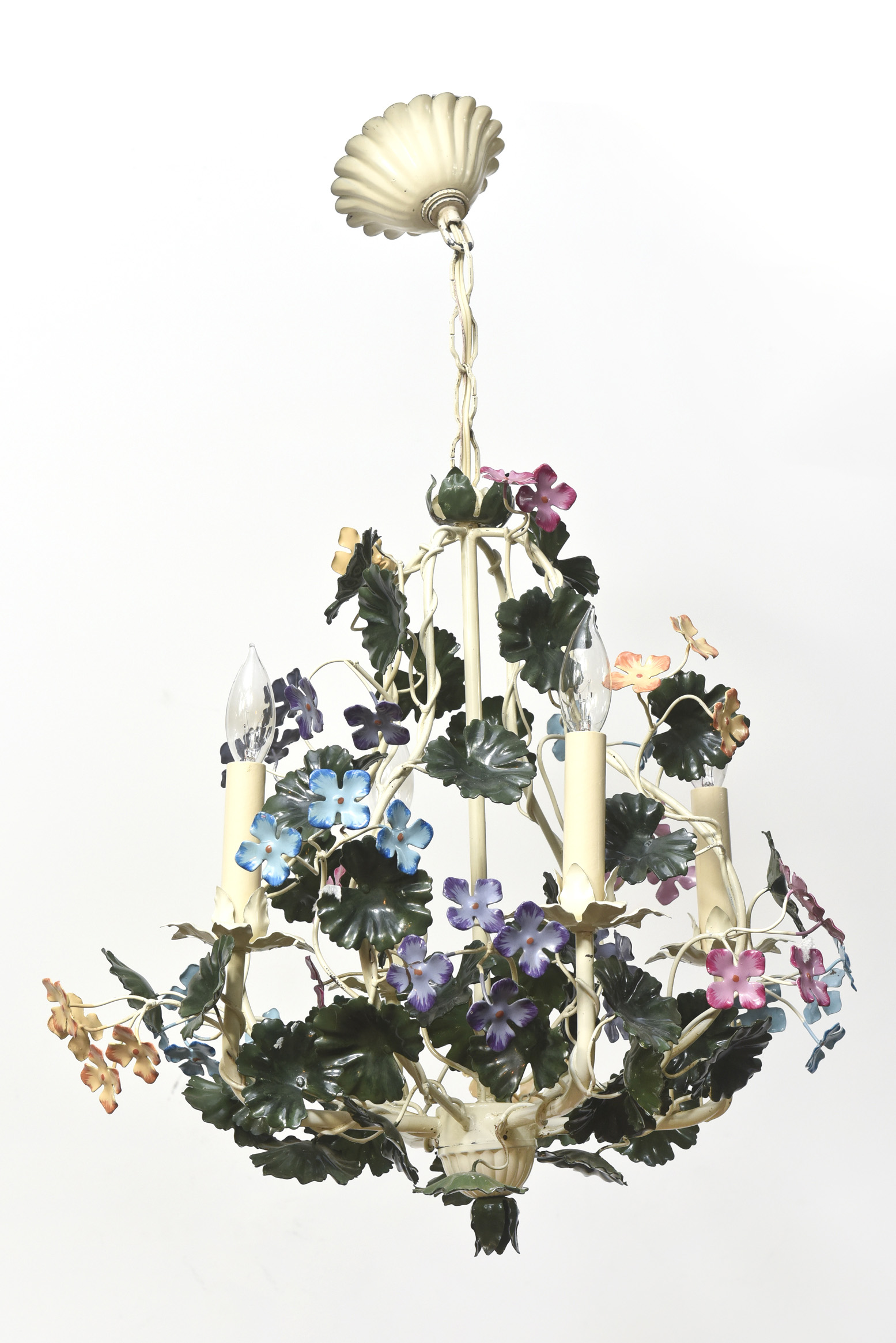 Multicolor Tole Flower Chandelier Appleton Antique Lighting
