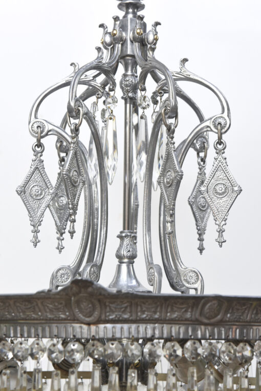 Early 20th Century Tiered Crystal Four Light Fixture Appleton Antique