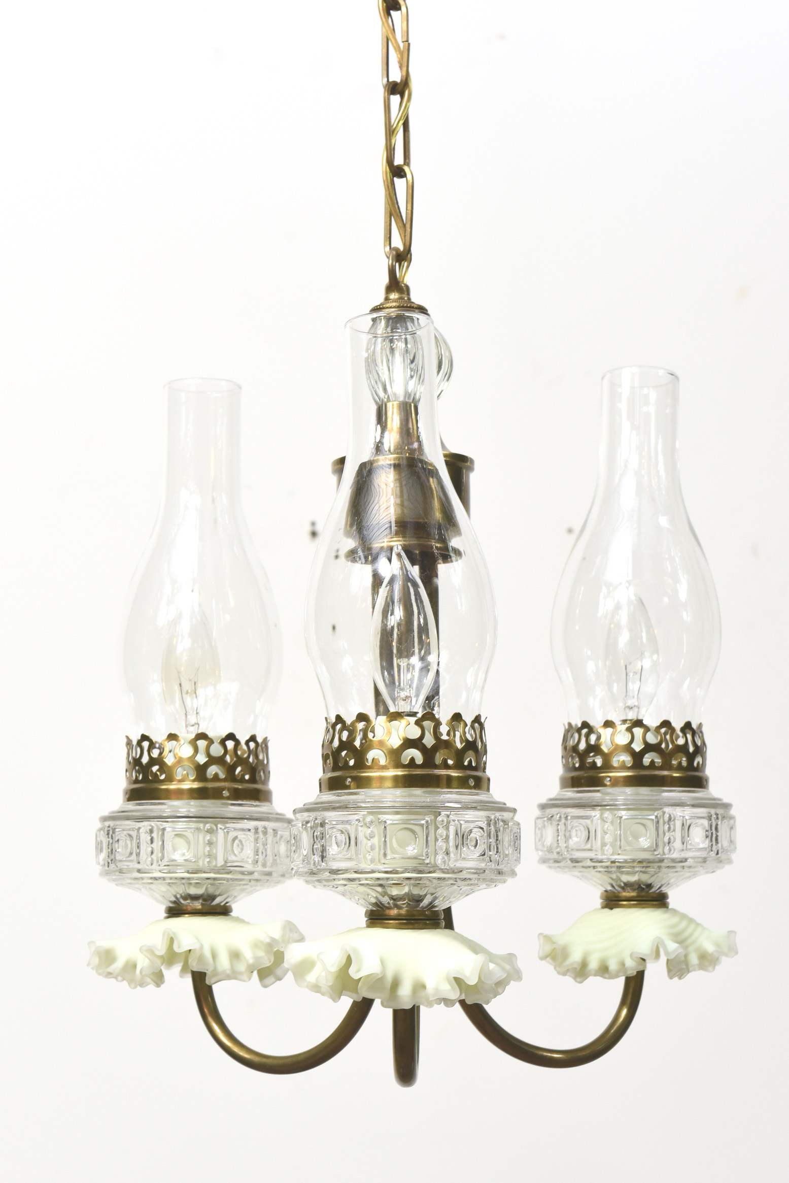Three Light Vintage Oil style Chandelier Appleton Antique Lighting