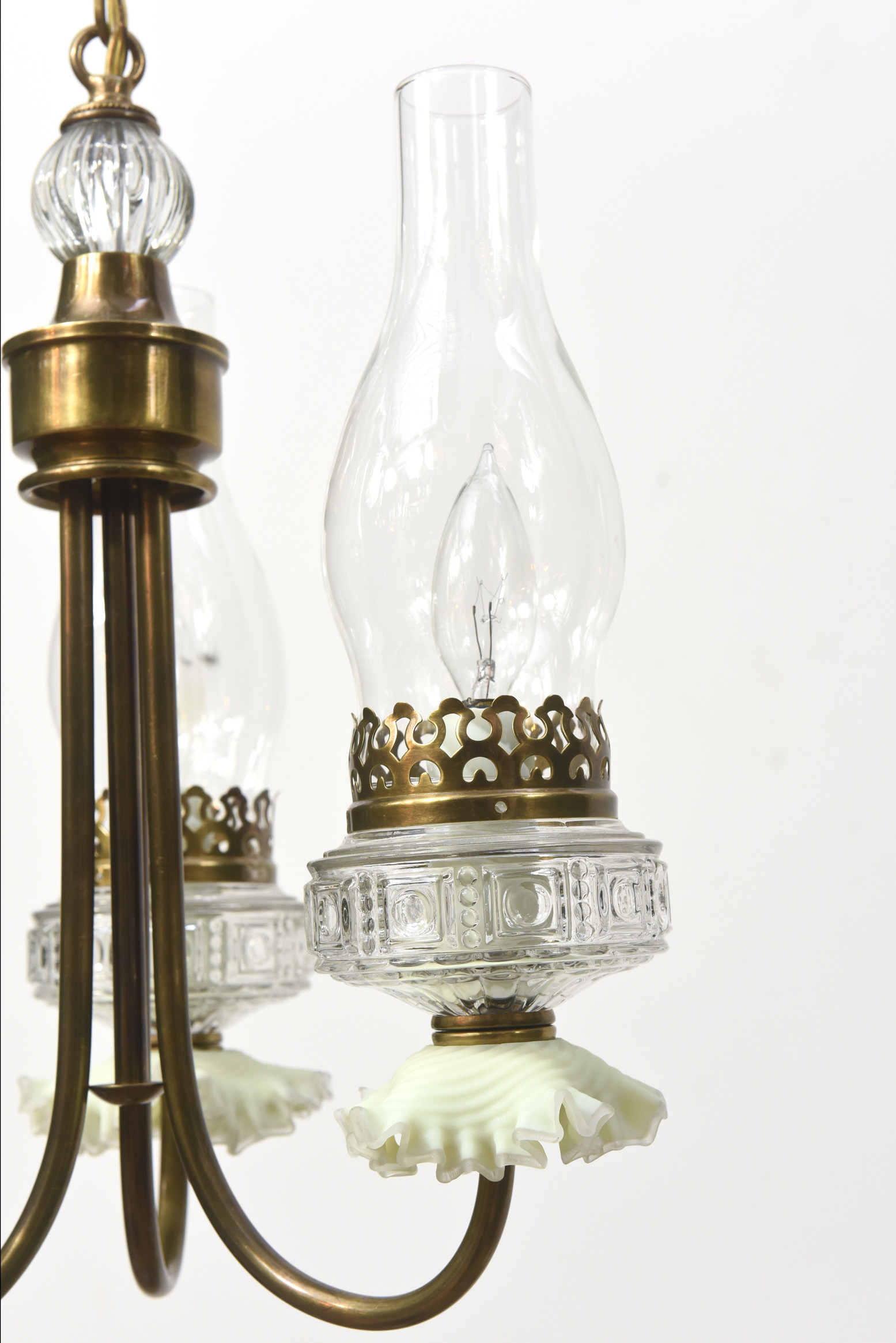 Three Light Vintage Oil style Chandelier Appleton Antique Lighting