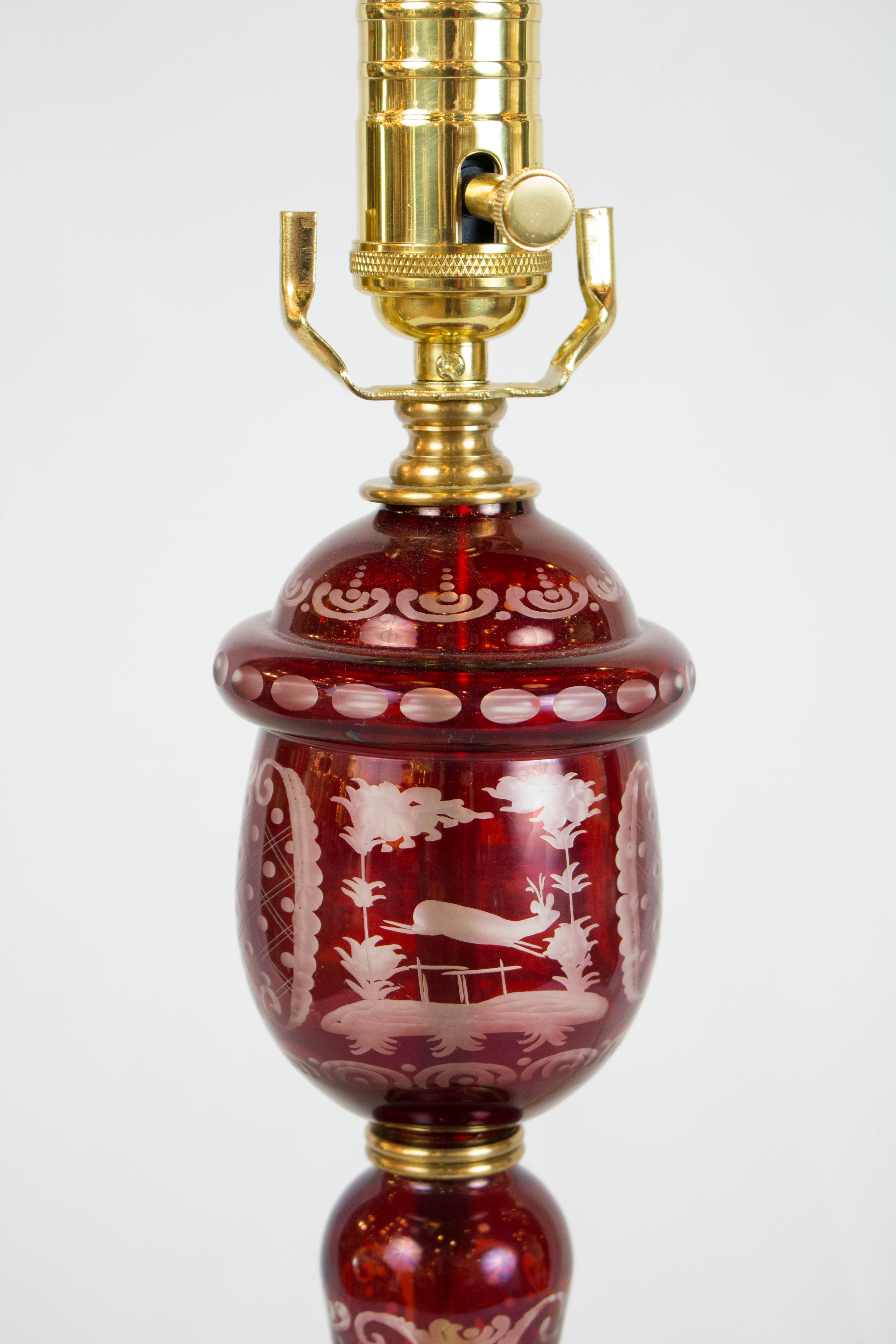 Ruby Red Bohemian Glass Lamps Appleton Antique Lighting