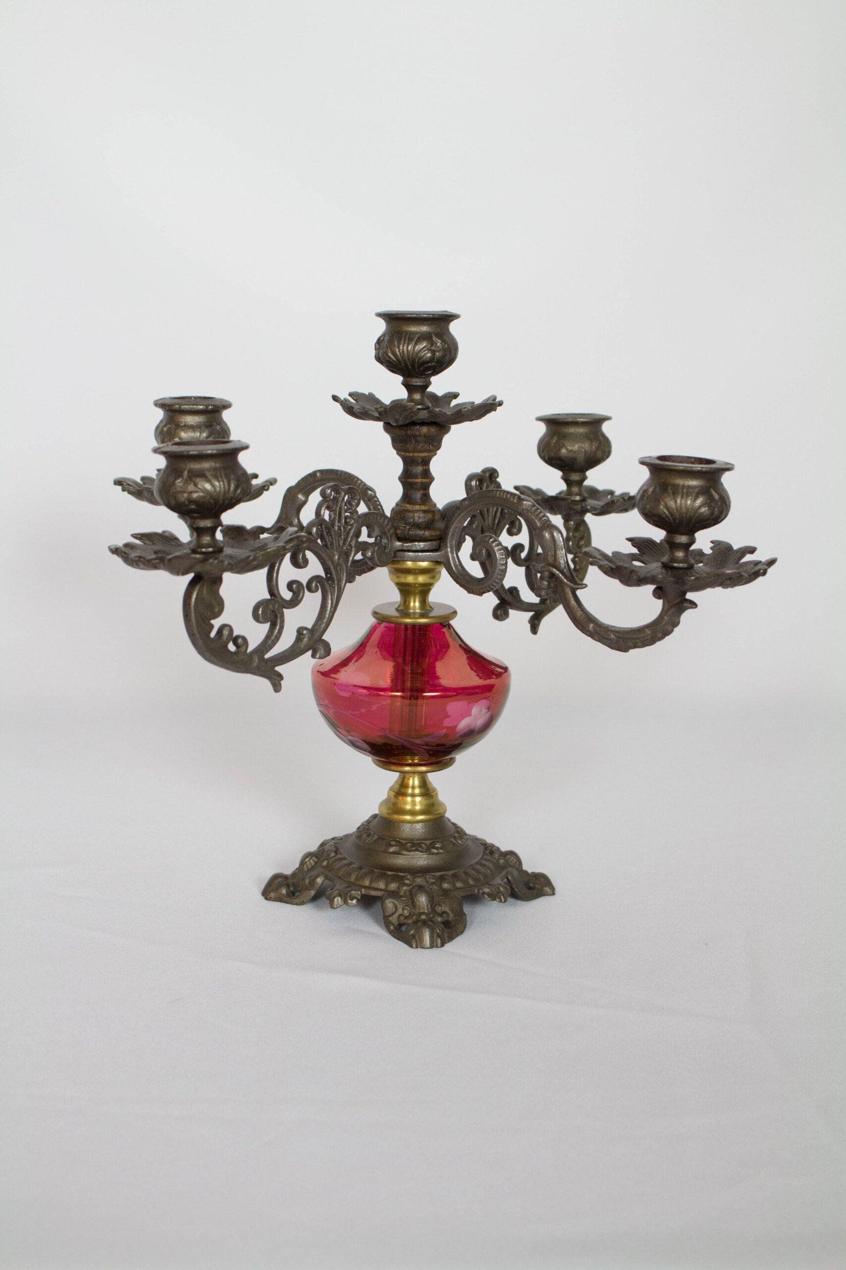 Pair of Cranberry Glass Candelabra Appleton Antique Lighting