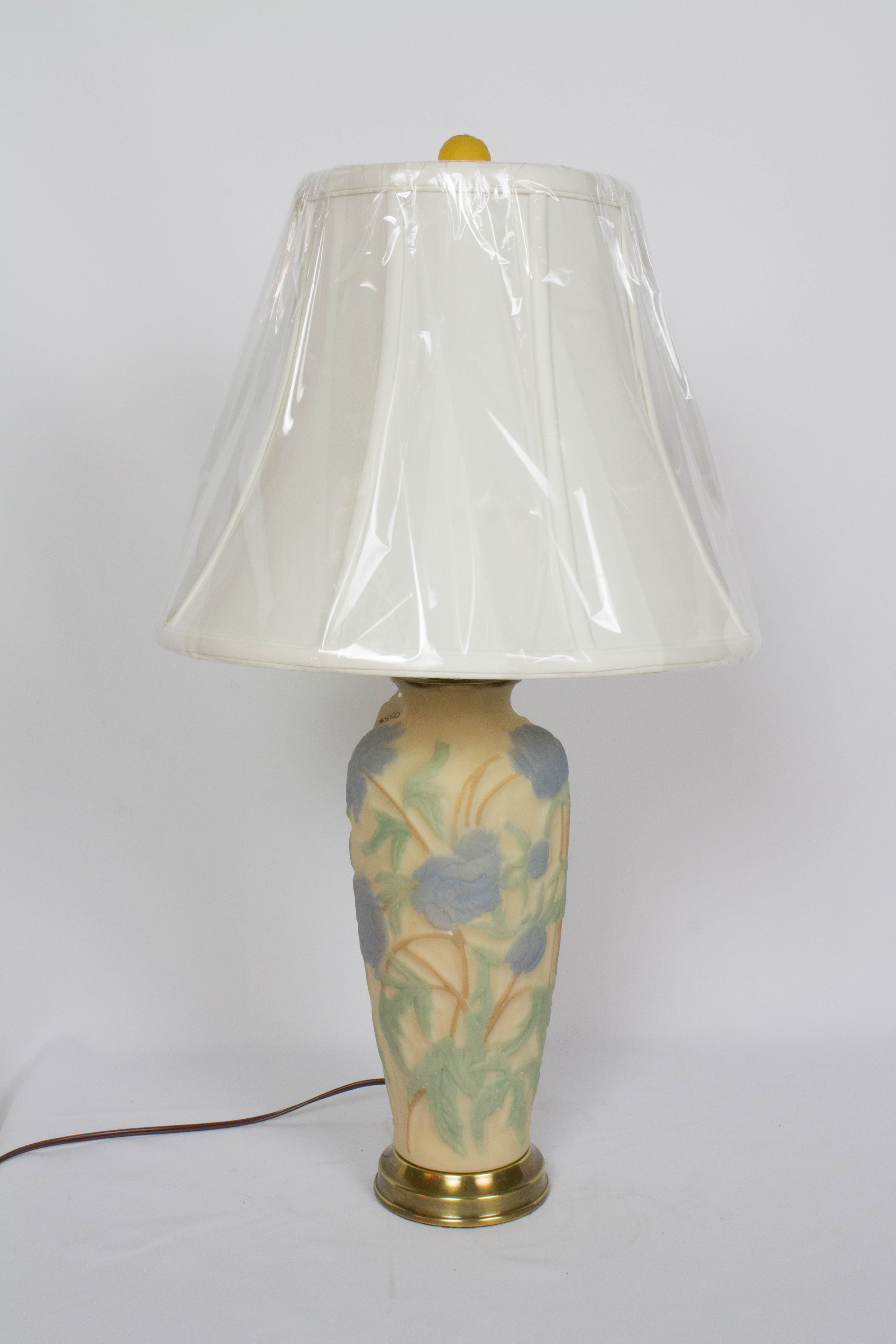 Phoenix Consolidated Glass Lamp with Blue Flowers Appleton Antique