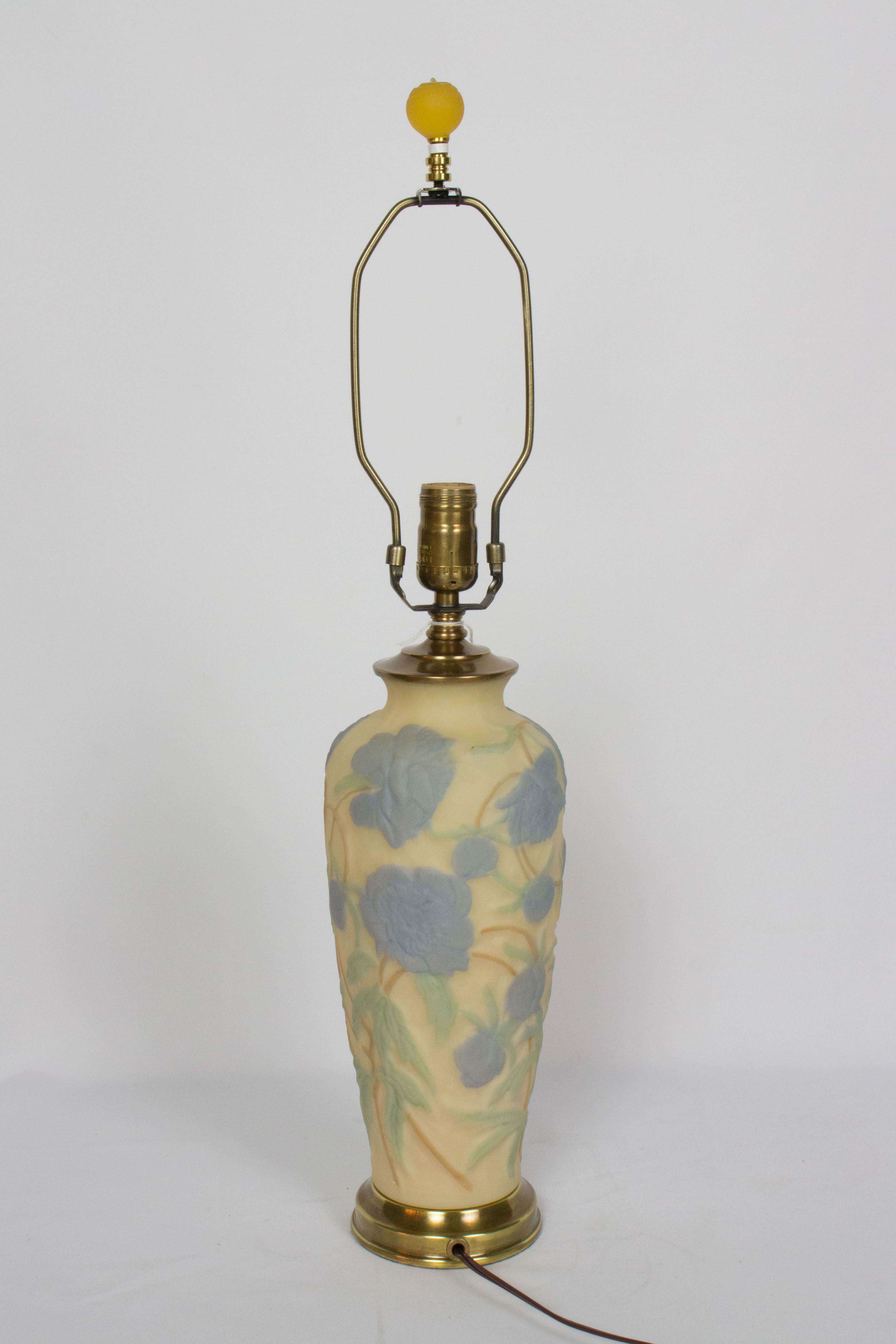 Phoenix Consolidated Glass Lamp with Blue Flowers Appleton Antique