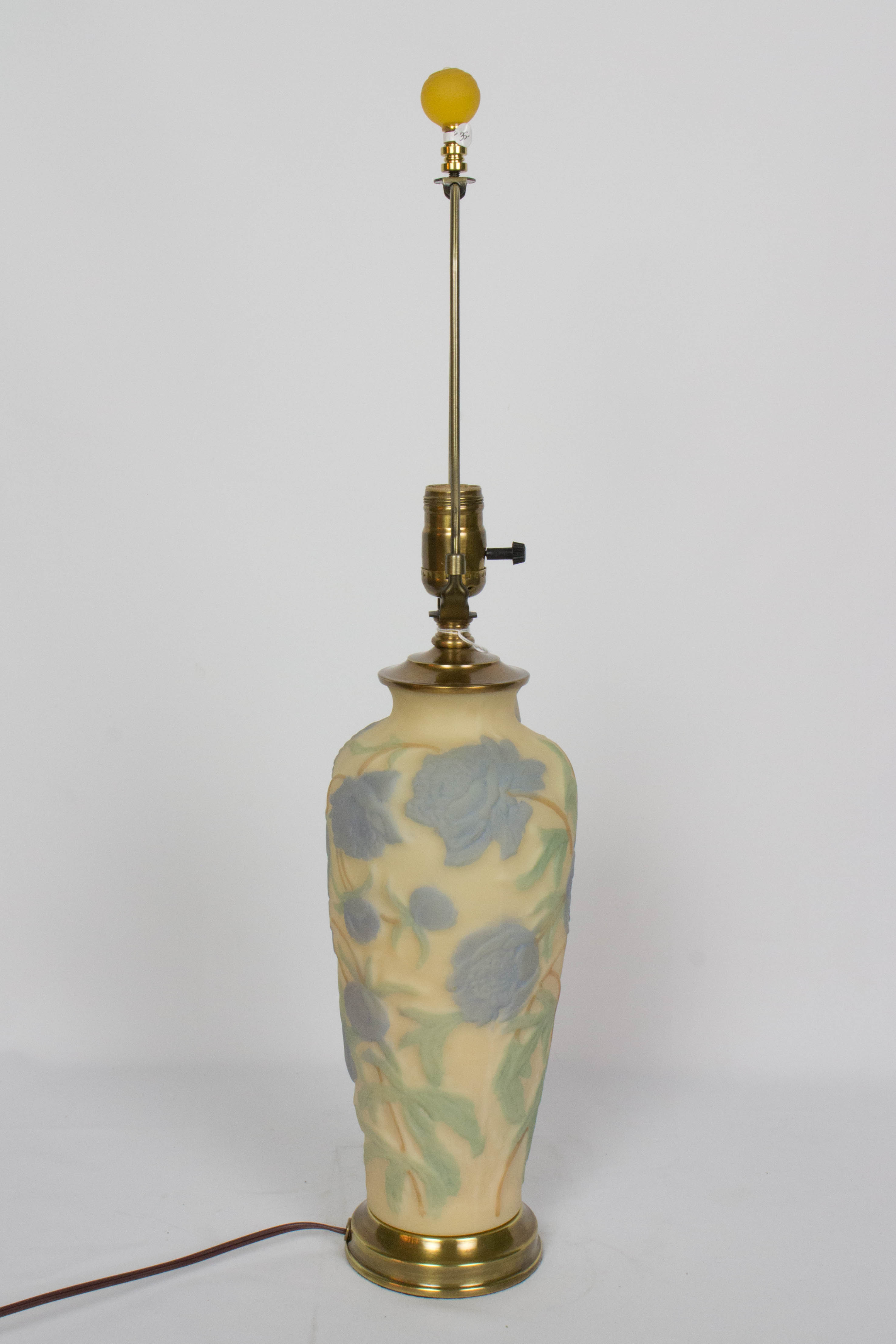 Phoenix Consolidated Glass Lamp with Blue Flowers Appleton Antique