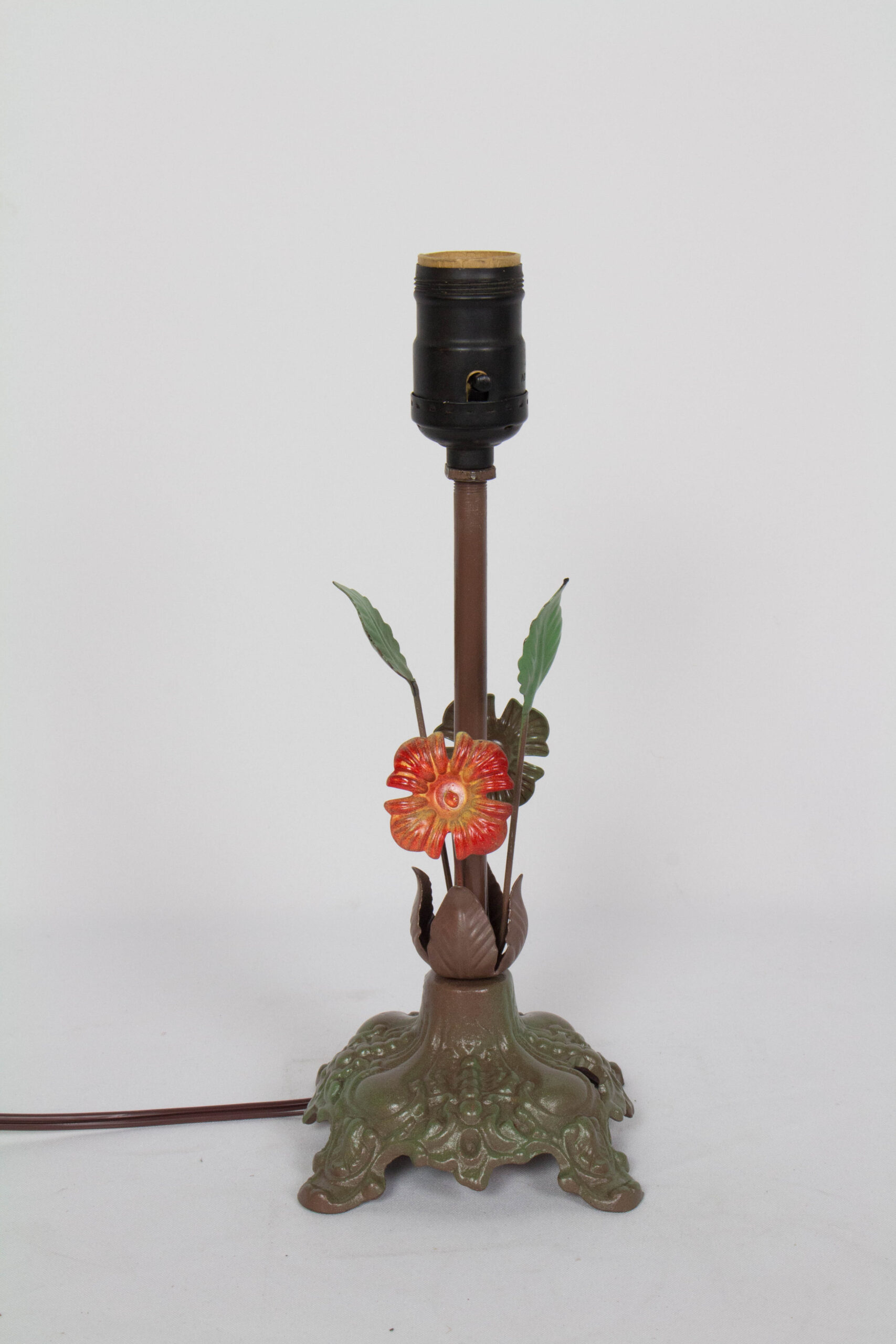 Pair Mismatched Painted Floral Table Lamps Appleton Antique Lighting