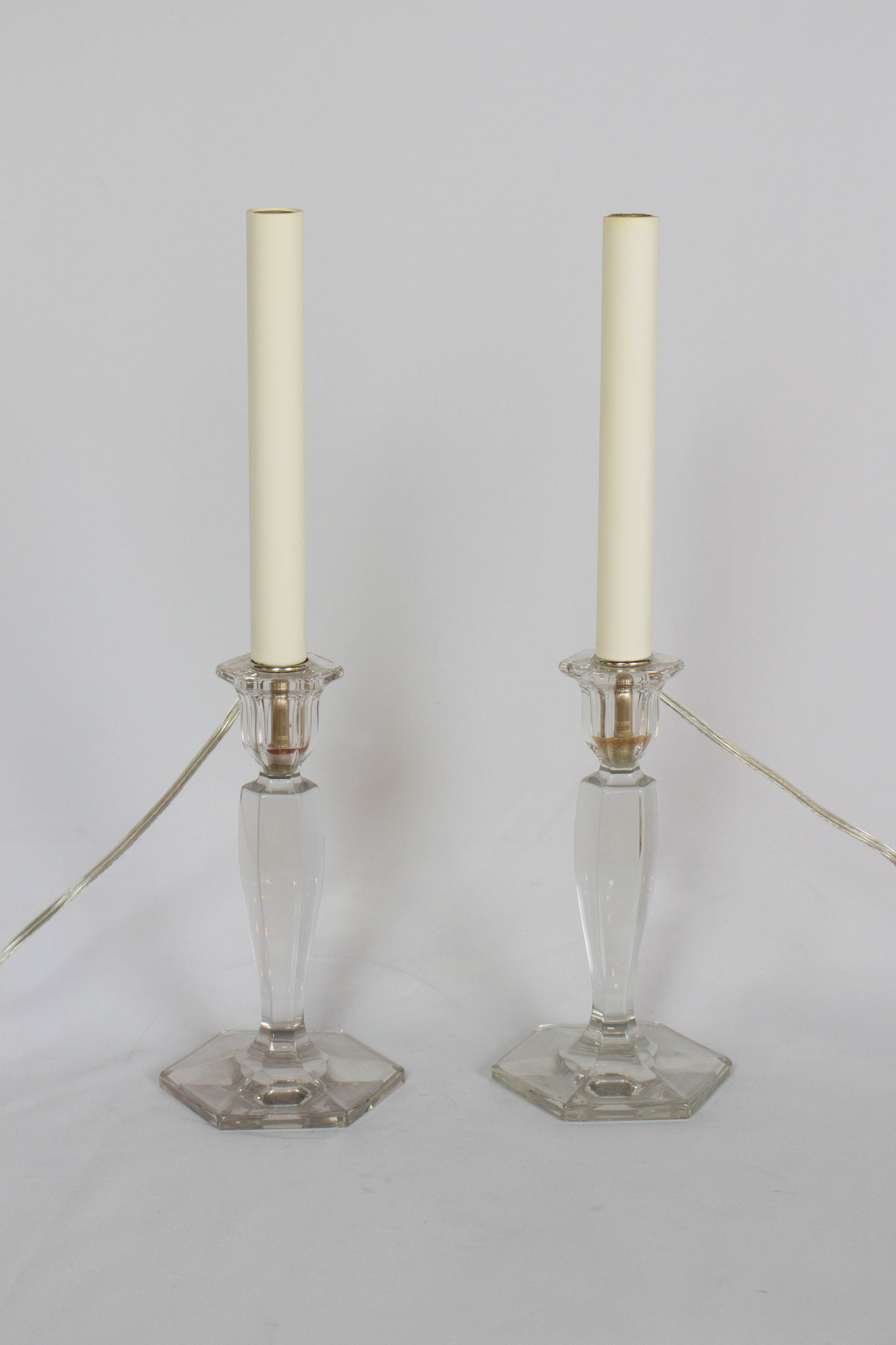Pair of Glass Candlestick Table Lamps Appleton Antique Lighting