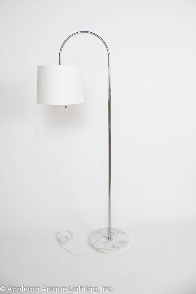 Mid Century Italian Chrome Arc Floor Lamp with Marble Base Appleton