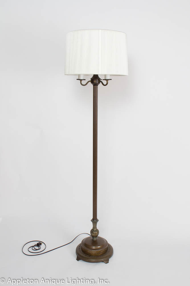 6 Way Bronzed Finish Floor Lamp with Mica Nightlight Base. Appleton
