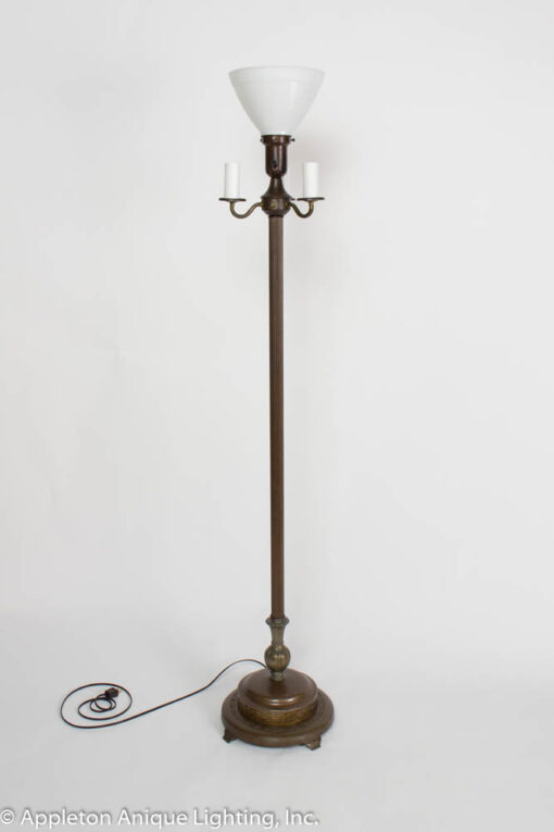 6 Way Bronzed Finish Floor Lamp with Mica Nightlight Base. Appleton