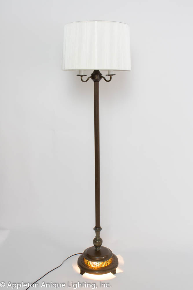 6 Way Bronzed Finish Floor Lamp with Mica Nightlight Base. Appleton