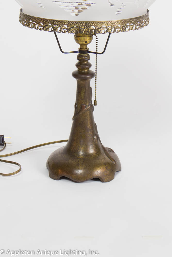 Electrified Gas Table Lamp with Glass Appleton Antique Lighting