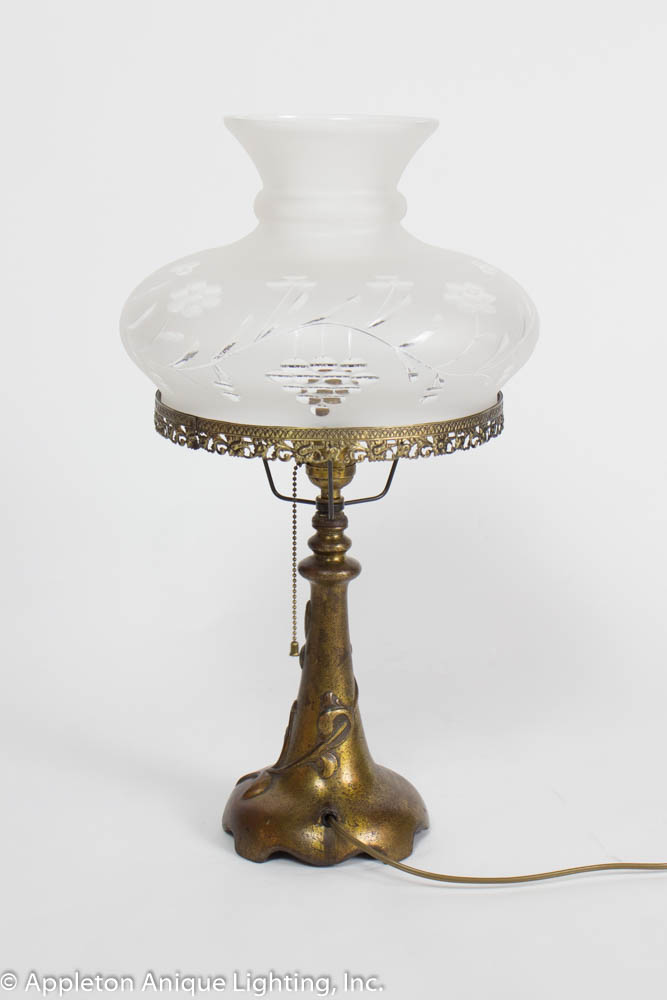 Electrified Gas Table Lamp with Glass Appleton Antique Lighting