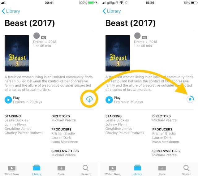 Can I rent movies on iTunes and watch them offline on my iPhone or iPad?