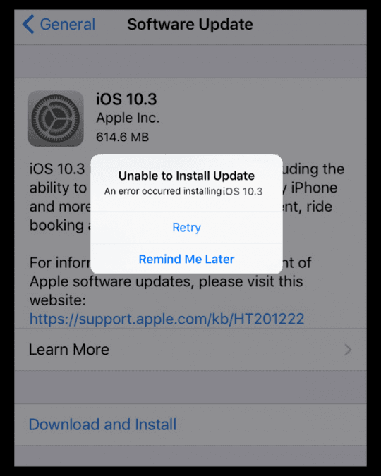Error Occurred Installing iOS 10.3, HowTo Fix AppleToolBox