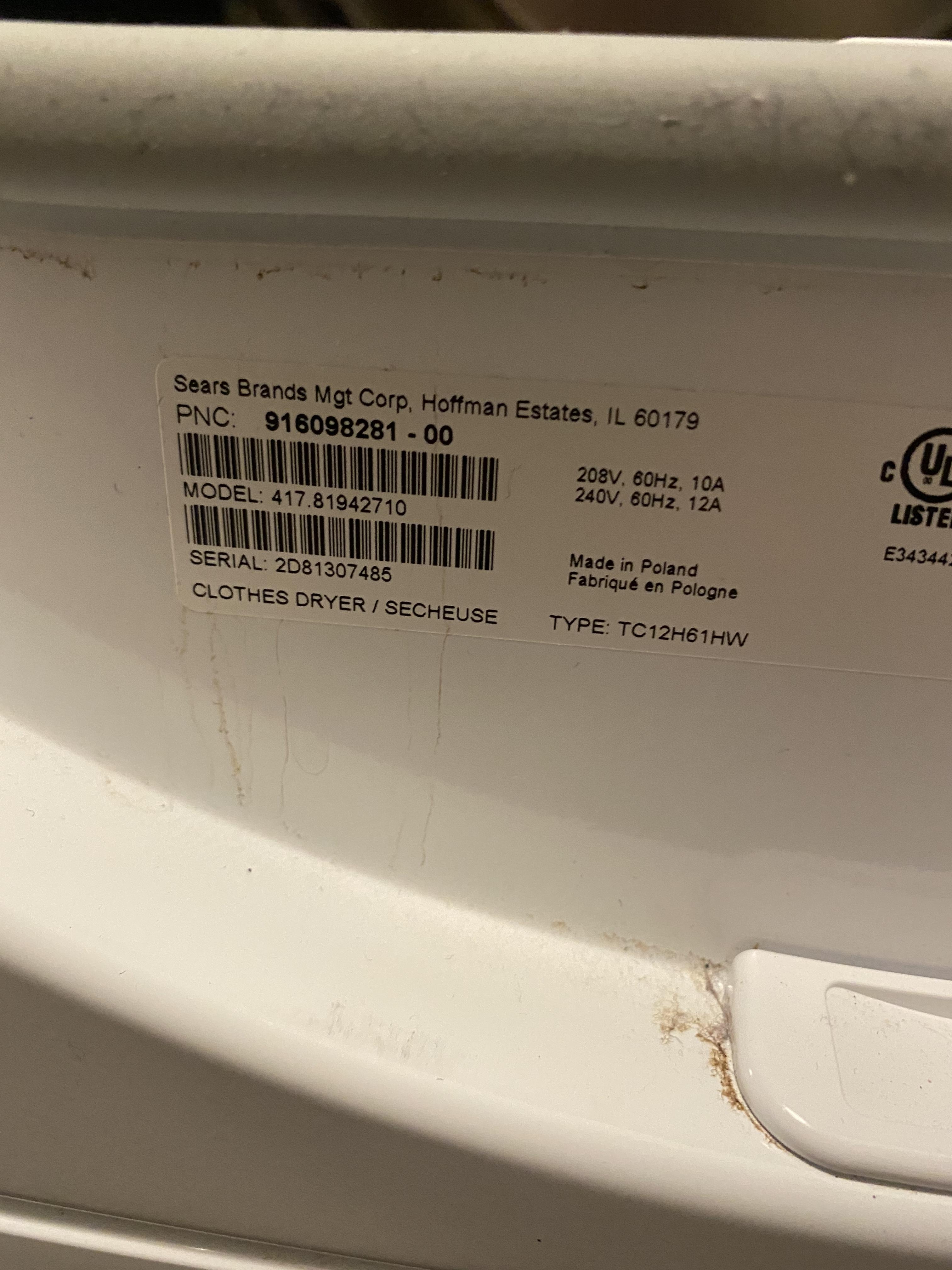 Order a Kenmore (Electrolux) condenser dryer manual.