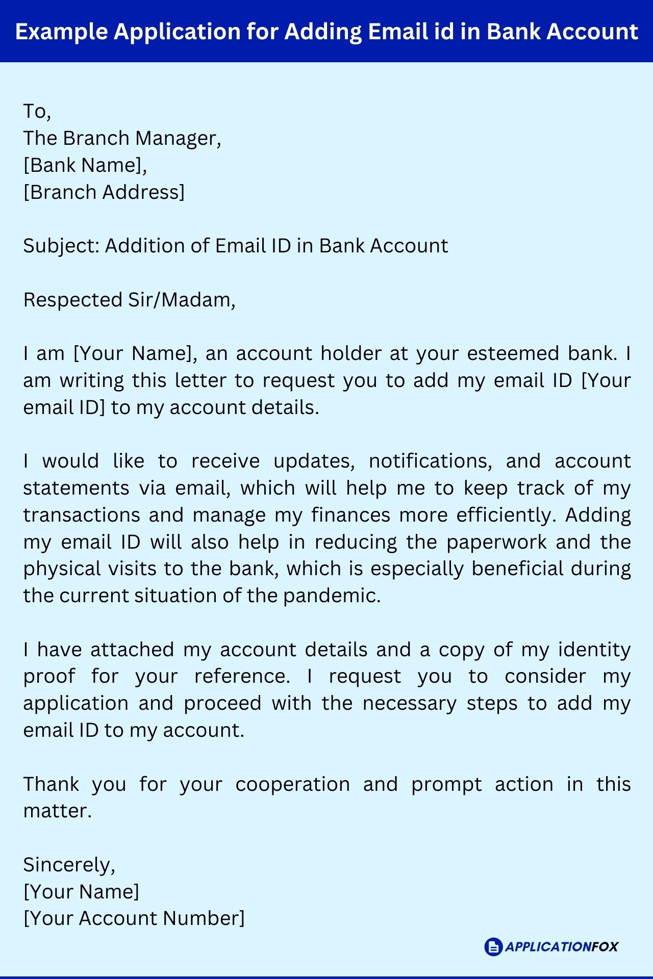 (5+) Application for Update Email ID in Bank Account